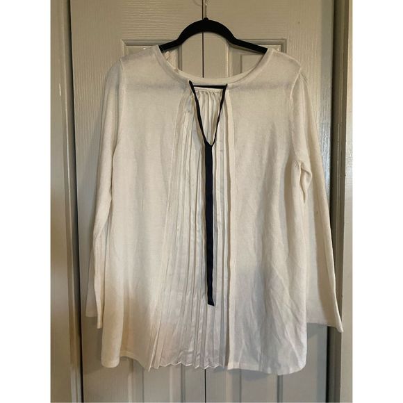 SOFT SURROUNDINGS Pleated Ecru Ivory Reserva Sweater Tunic, Size Medium, MP $90 - Picture 2 of 11